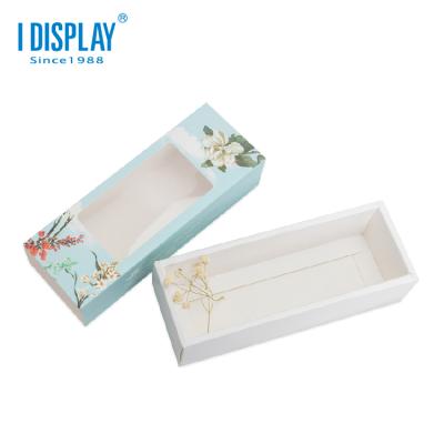 China Low Price Recyclable Customized Macaron Paper Box With Clear Foldable Lid For Bakery for sale