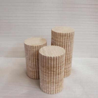 China Modern Natural Home Furniture Side Coffee Table Stone Travertine Beige Pedestal for sale