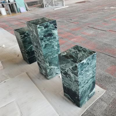 China Low Modern Dark Green Color Natural Marble Pedestal, Antico Verde Marble Pedestal for sale