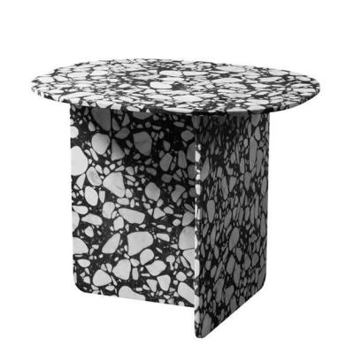 China Non Foldable Hot Sale Black Dining Cafe Terrazzo Side Table for sale