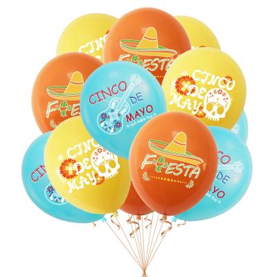 China Mexican Latex Fiesta Theme Party Balloons Cinco De Mayo Balloons Straw Hat Chili Cactus Printed 12 Inch Latex Balloons Party Supplies for sale