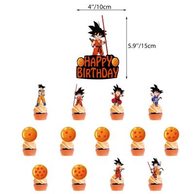 China Original Paper Numbers Cake Anime Action Party Decorations Dragon Ball Theme Snap-in Printing Cupcake Toppers Party Cups Supplies for sale