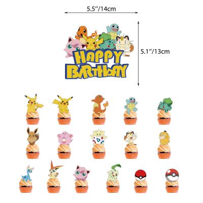 China Cake Decorating Pikachu Theme Birthday Party Supplies Pikachu Cupcake Toppers Paper Cake Inserts Amazing Pokemon Theme Cake Cake Decorations for sale