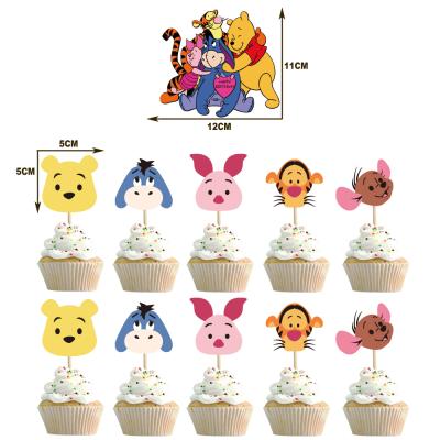 China New Winnie The Pooh Theme Party Cake Topper Cake Decor Printed Amazing Paper Cake Decorations Cupcake Accessory Birthday Cake Inserts Party Cake Supplies for sale