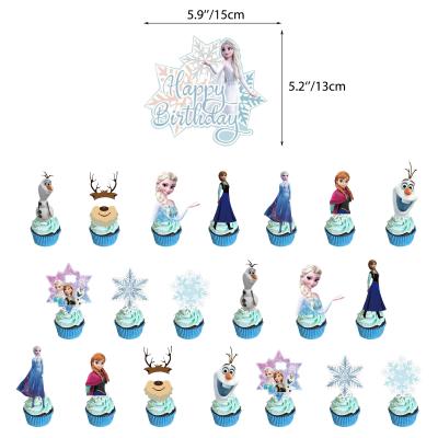 China Princess Elsa Printed Paper Topper Party Theme Cake Decorations Frozen Paper Cupcake Toppers Cake Inserts Party Cake Supplies for sale