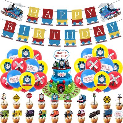 China Paper Latex Thomas and Friends Theme Party Decoration Sets Thomas and Friends Happy Birthday Banner Balloons Cupcake Toppers Party Supplies for sale