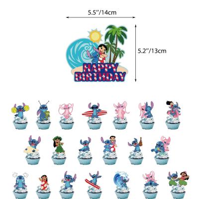 China Lilo Cake And Stitch Cupcake Toppers Party Cake Decorations Lilo And Stitch Birthday Cake Topper Paper Cake Inserts Party Supplies for sale