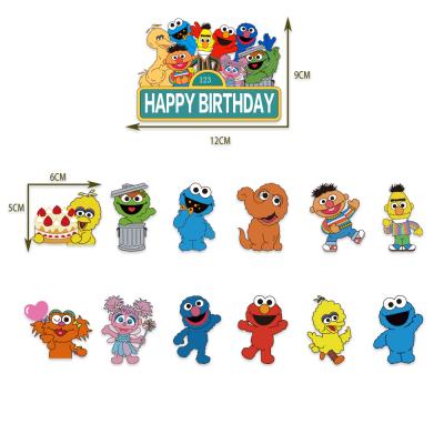 China Paper Themed Cake Toppers Sesame Street Decorations Party Decorations Sesame Street Party Decorations Birthday Party Decorations Topper Party Cake Supplies for sale