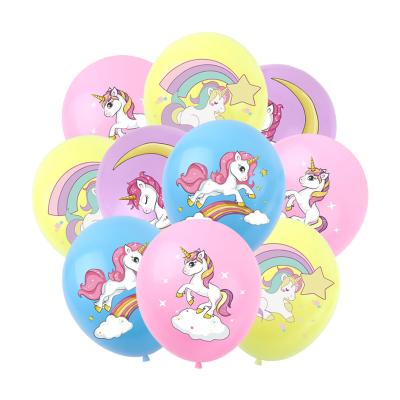 China Original Latex Unicorn Birthday Balloons Party Decorations Unicorn Printed 12 Inch Latex Balloons Girls Party Balloons Supplies for sale