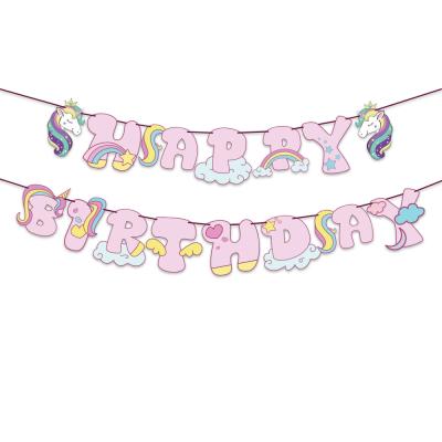 China Party Wall Hanging Decorations Unicorn Wall Decor Amazon Sale Flags Letter Banners Theme Party Supplies Unicorn Hot Happy Birthday Banner for sale