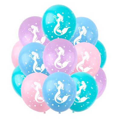 China Latex Mermaid Theme Birthday Balloons Party Decorations Mermaid Printed Balloons Sea-Servant 12 Inch Latex Balloons Party Supplies for sale