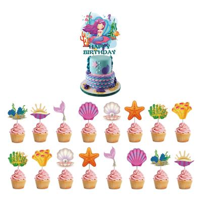 China Amazing Sea Party Cake Supplies - Maid Cake Topper Birthday Paper Cake Toppers Mermaid Theme Party Decorations Mermaid Cupcake Toppers for sale