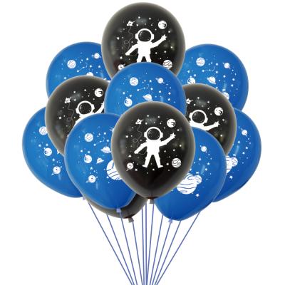 China Hot Sale Space Man Birthday Party Decorations Astronaut Themed Latex Printed Blue Black Air Balloons Balloon Party Supplies for sale