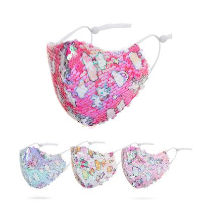 China High Quality Sequin Glitter Bling Adjustable Washable Children's Cartoon Kids Reusable Sequin Face Mask for sale