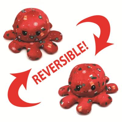 China Plush New Arrival 20cm Link Dye Christmas Design Double Sided Flip Doll Reversible Octopus Plush Toy for sale