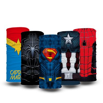 China Ice silk/polyester custom design super spider man printed ice silk headwear outdoor cycling magic multifunctional bandana for kids for sale