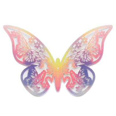 China Hot Sales Decorative Home Decor Sticker Paper Colorful Laser Cut Butterfly Room Decor 3d Wall Stickers for sale