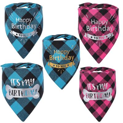 China High Quality Stocked Pet Plaid Saliva Towel Dog Birthday Scarf Bandana for sale