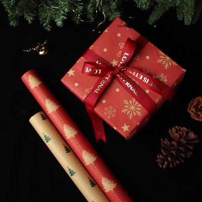 China 2021 NEW ARRIVAL 100g Recycled Color Printing Wrapping Paper Materials Festival Double Sided Elegant Gift Box Christmas Wrapping Paper for sale