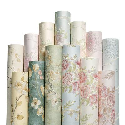 China Modern high quality luxury flower emboss design nonwoven self adhesive wallpaper for living room for sale