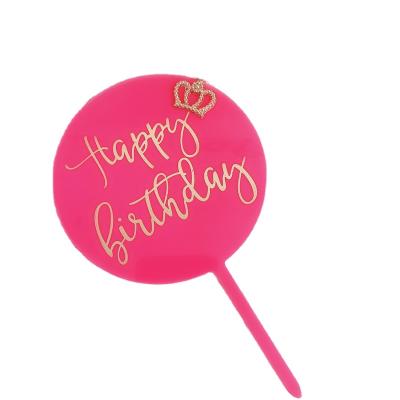 China Wholesale Hot Sales Acrylic Cake Decoration Hot Stamping Acrylic Birthday Cake Toppers With Glitter Crown for sale