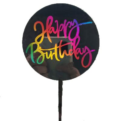 China Colorful Hot Stamping Happy Birthday Party Acrylic Cake Decoration Hot Stamping Acrylic Cake Topper for sale