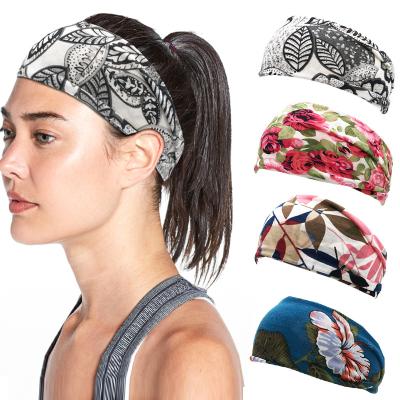 China New Style Polyester New Summer Style Girls Sports Yoga Lady Outdoor Running Printed Wide Brimmed Headbands for sale