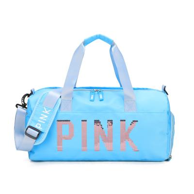 China Custom Outdoor Nylon Duffel Bag Large Capacity Nylon Print Sports Glitter Gym Bag with Shoes Compartment and Wet Pocket for sale