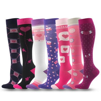 China Cute Custom LOGO Adult Women Outdoor Cycling Sport Running Breathable Slimming High Compression Knee Socks for sale