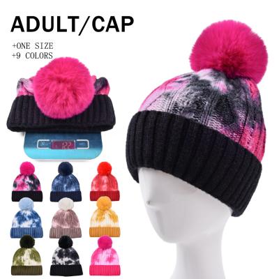 China 2021 COMMON new fashion autumn and winter tie-dyed knitted wool outdoor warm hat for sale