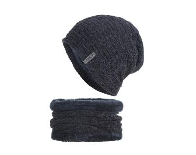 China JOINT winter hot sale hats and scarf navy blue knitted hat scarf sets for audlt for sale