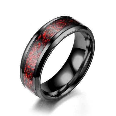 China TRENDY Stainless Steel Dragon Pattern Piece Ring For Men for sale