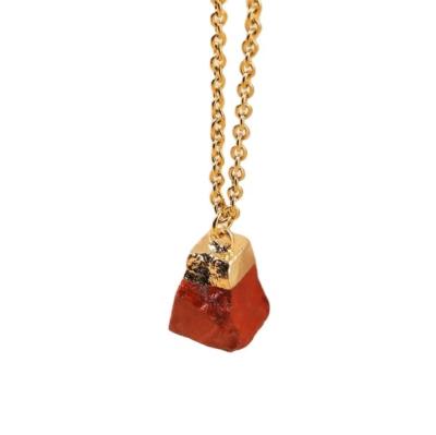 China FASHIONABLE Natural Raw Stone Box Ins Crystal Pendant Necklace Necklace For Woman for sale