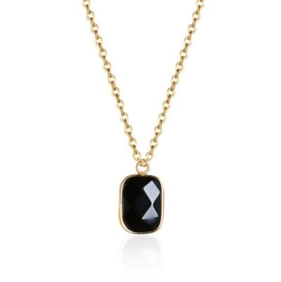 China FASHIONABLE INS Natural Raw Stone Necklace Oblong Crystal Pendant Necklace For Woman for sale