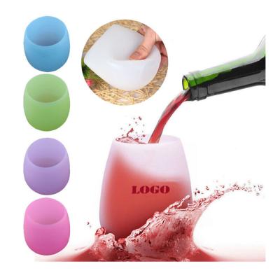 China Unbreakable Customized Modern Logo Silicone Wine Glass Cup Silicone Folding Cup Unbreakable Folding Mug for sale