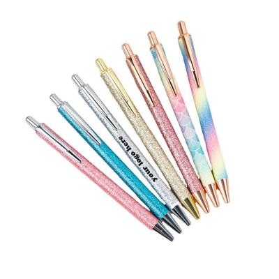 China Plastic Promotional Gift For School Student Office Novelty Glitter Advertising Business Ball Pen Fashion Promotion Metal Beating Pen for sale