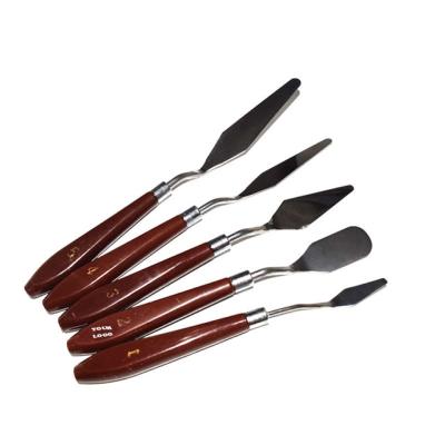 China Promotional Gift Set For Artist Hot Sale Oil Painting Knife Set 5 Pcs Stainless Steel Painting Knife With Wooden Handle Vha060 for sale