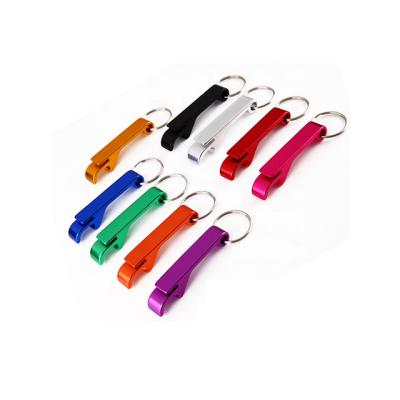 China Mini Portable Pocket Metal Bar Customized Portable Tools Aluminum Key Ring Keychain Beer Bottle Opener Bottle Opener for sale