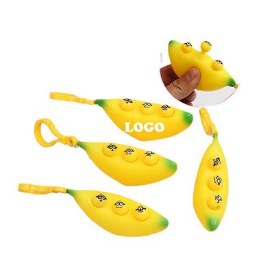 China Music Banana Squeeze Promotional Toys Simulation Banana Squeeze Beans Head Chained Decompression Artifact Gift Pendant for sale