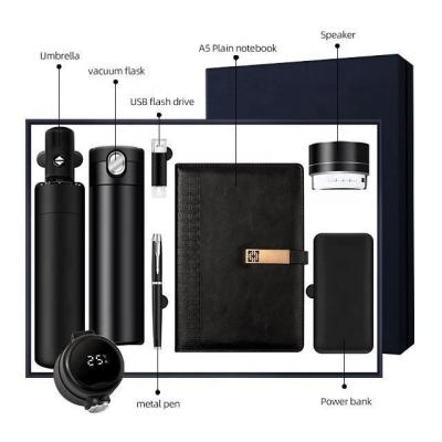 China Business Luxury Promotional Gifts Refine Notebook Vacuum Flask Power Bank Speaker Umbrella Luxury Corporate Gift Sets for sale