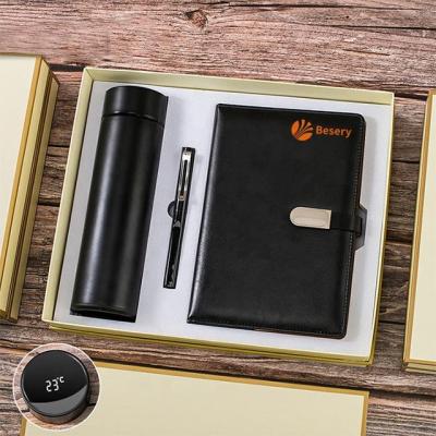 China Office Gift Sets Corporate Business Leather Notebook Men Power Bank Gift Box Set Luxury Promotional Gift Business Set for sale