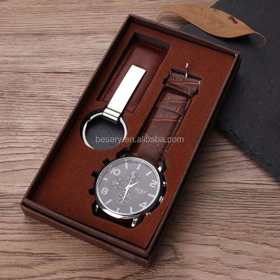 China Wedding Luxury Business Promotional Leather Watch Boxed Gift Set For Men for sale