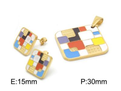 China Colorful Enameled S Steel Jewelry Square Pendant Earrings Post Stud Back for sale