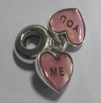 China Double Pink Mini Sterling Silver Heart Pendant  With Me And You for sale