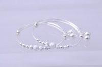 China Slim Circle Sterling Silver Bangle Bracelets With 7 Pcs Diy Beads Charms for sale