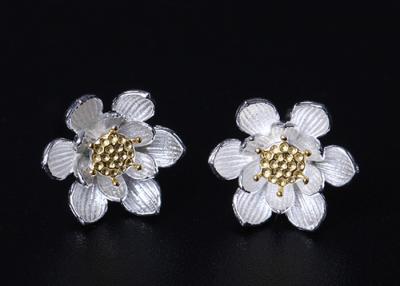 China S925 Silver Simple Small Fresh Natural Flower Earrings Female Personality Beautiful Lotus Ear Nails for sale