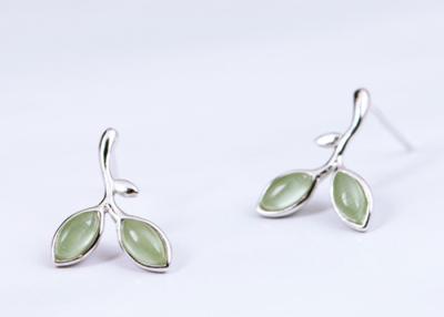 China S925 Silver Tender Bud Leaf Stud Earrings Simple Small Fresh Leaves Earrings for sale