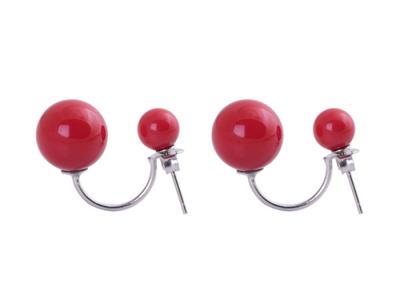 China 925 Sterling Silver Pearl Earrings,Fashion Red Cultured Akoya Dangle Drop Pearl Earrings Great Gift For Women,Girls for sale