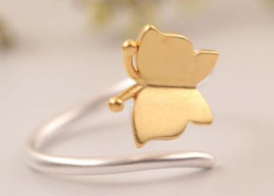 China 925 Sterling Silver Simple Fashion Sweet Golden Butterfly Index Finger Ring Female Beautiful Opening Ring for sale