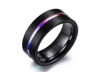 China New Product Frosted Colored Groove Men's Tungsten Carbide Wedding Ring for sale